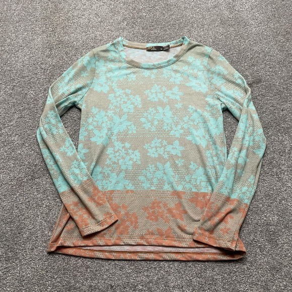Prana Shirt Womens Medium Floral Long Sleeve Organic Cotton Pullover Top - Picture 1 of 8
